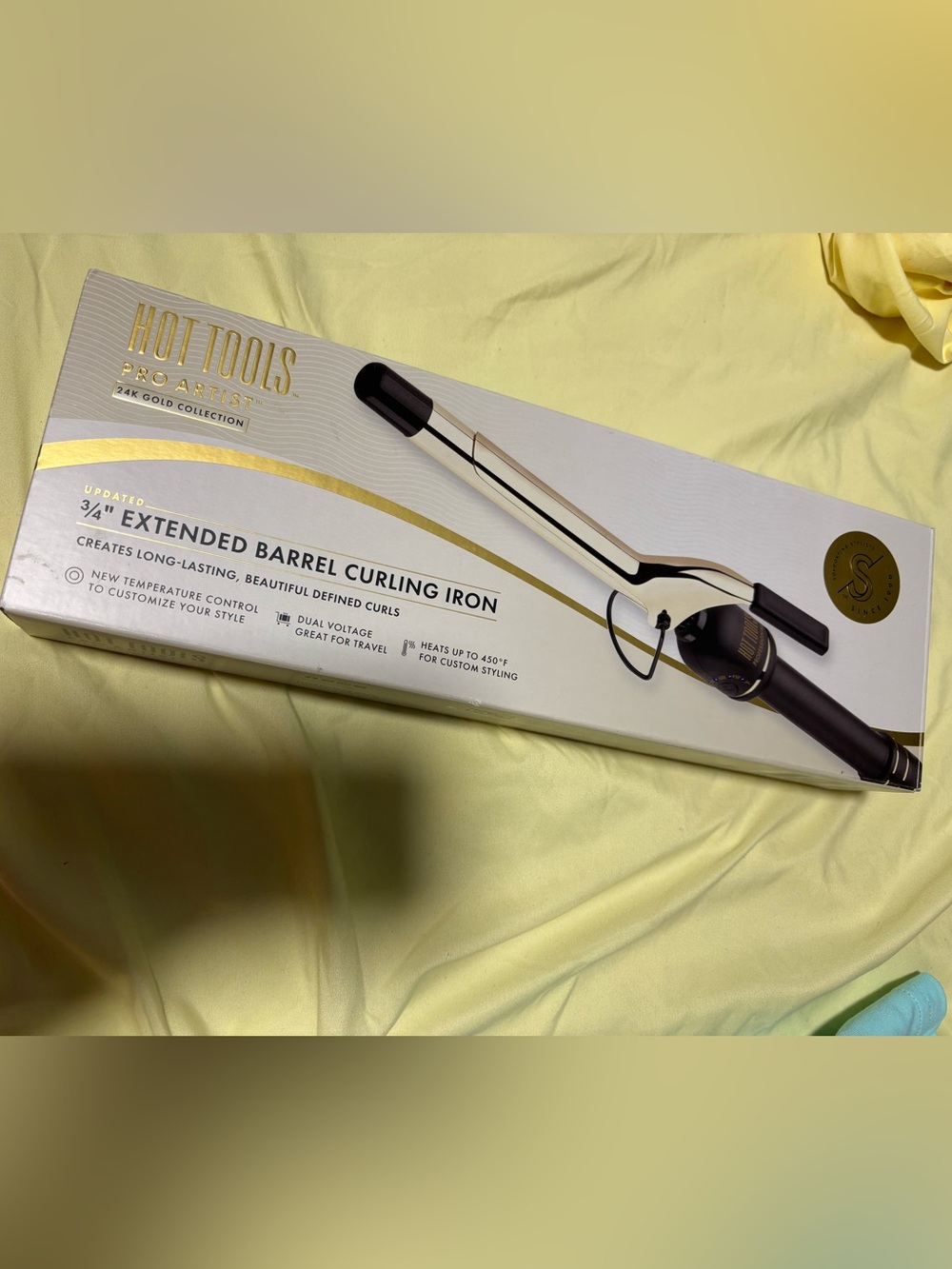 Hot Tools 3/4" Extended Barrel Curling Iron in White and Gold - Hot Tools